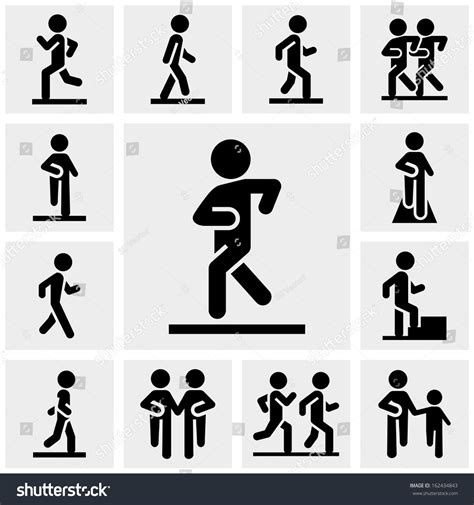 Walking Vector Icons Set On Gray - 162434843 : Shutterstock