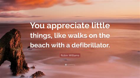 Robin Williams Quote: “You appreciate little things, like walks on the beach with a defibrillator.”