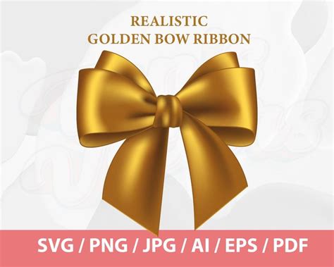 Golden Bow Ribbon SVG Bow Svg Gold Bow Ribbon Svgbow SVG - Etsy | Bow clipart, Bow vector ...