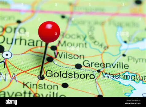 Goldsboro pinned on a map of North Carolina, USA Stock Photo - Alamy