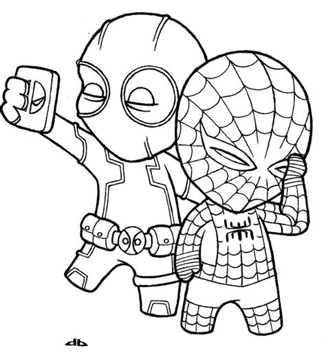 Spiderman And Deadpool Coloring Pages