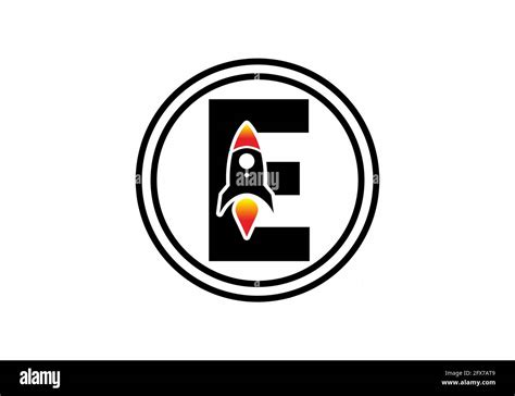 Black color of E initial letter with rocket design Stock Vector Image & Art - Alamy