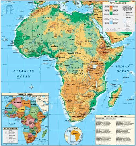 Mapa Físico de África - Tamaño completo | Gifex