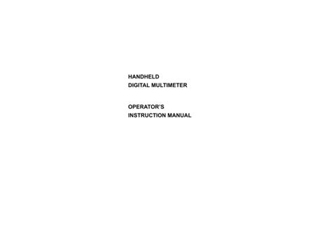 handheld digital multimeter operator`s instruction manual