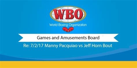 WBO | Letter to the Games & Amusement Board - WBO