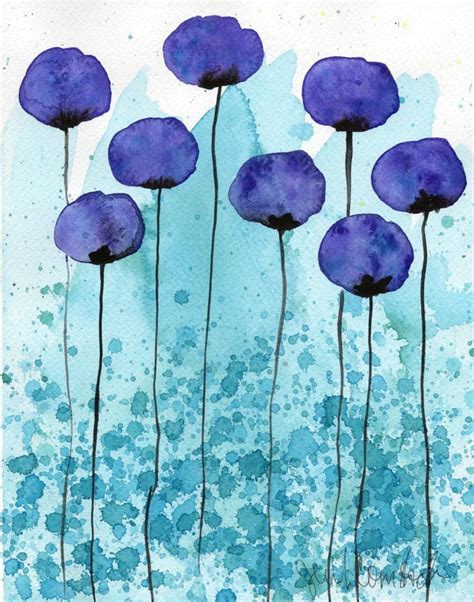 LARGE PRINT Purple Poppies, Watercolor Painting Flowers, Modern Farmhouse, Cottagecore Cottage ...