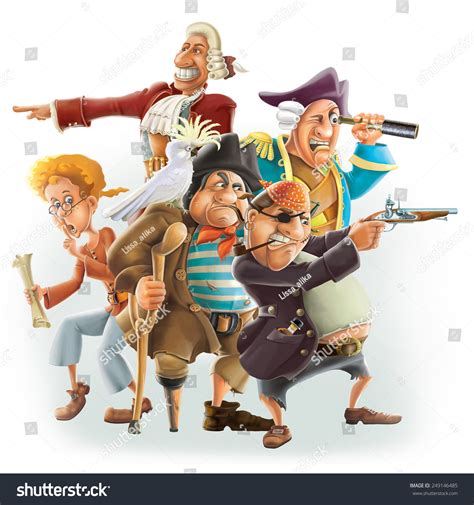 Pirates Cartoon Characters From Treasure Island Stock Photo 249146485 ...