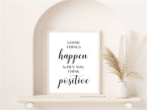 Positive Quote Print Think Positive Poster Inspirational | Etsy