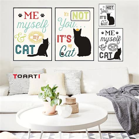 Aliexpress.com : Buy Hand Painted Vintage Cat Posters and Prints Cat Quotes Canvas Painting Wall ...