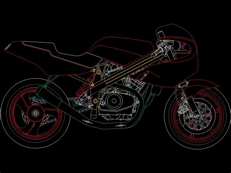 Motorcycle side view in AutoCAD | Download CAD free (132.44 KB) | Bibliocad