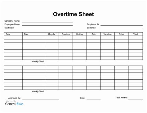 Overtime Spreadsheet Template