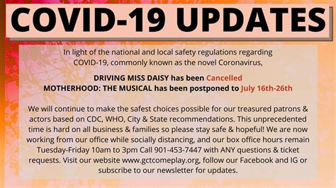 COVID-19 UPDATES – Germantown Community Theatre