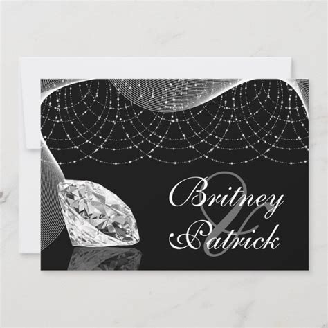 Black and White Bling Diamond Wedding Invitations | Zazzle.com