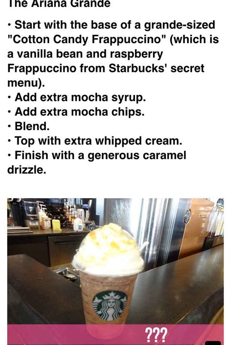 The Ariana grande starbucks drink | Cotton candy frappuccino, Starbucks secret menu, Ariana grande