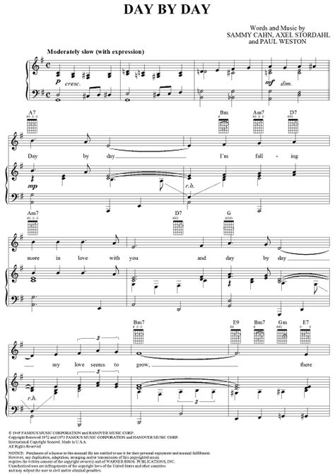 Frank Sinatra Day By Day Sheet Music, Piano Notes, Chords Pop Sheet Music, Sheet Music Notes ...