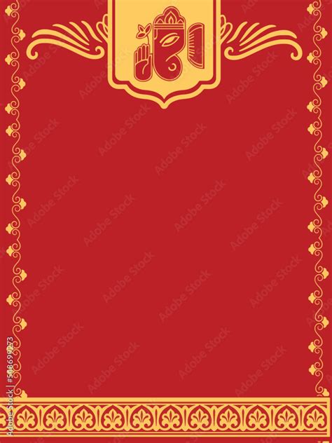 Background of an Indian invitation card, Red and Yellow Wedding Invitation Card, Ganesha symbol ...