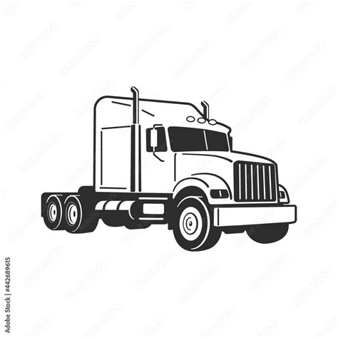 Semi Truck. Vector Outline Lorry. Freight transportation. Modern flat vector illustration ...