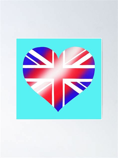 "Union Jack Flag Heart. Stencil. Red white blue" Poster for Sale by KissStudios | Redbubble