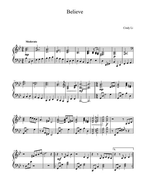 Believe Sheet music for Piano (Solo) | Musescore.com