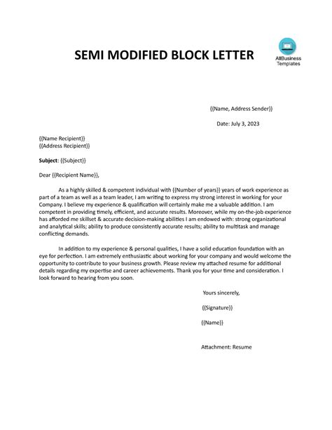 Semi block format - gege - SEMI MODIFIED BLOCK LETTER {{Name, Address ...