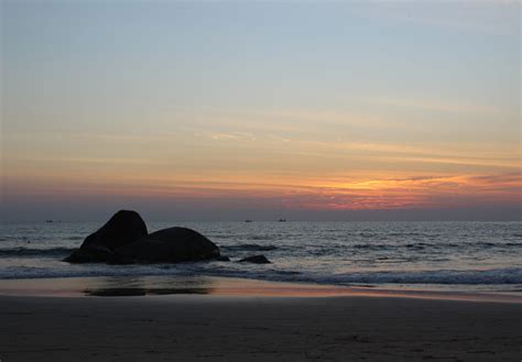 goa, tranquil scene, india, beauty in nature, outdoors, sunset, stones ...