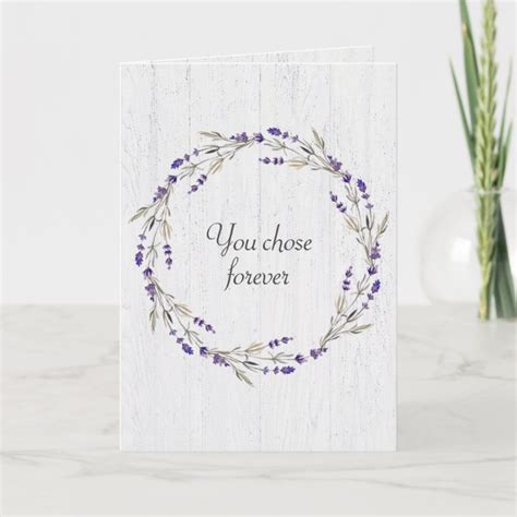 Lavender Wedding Wreath On Wood Card | Zazzle.com