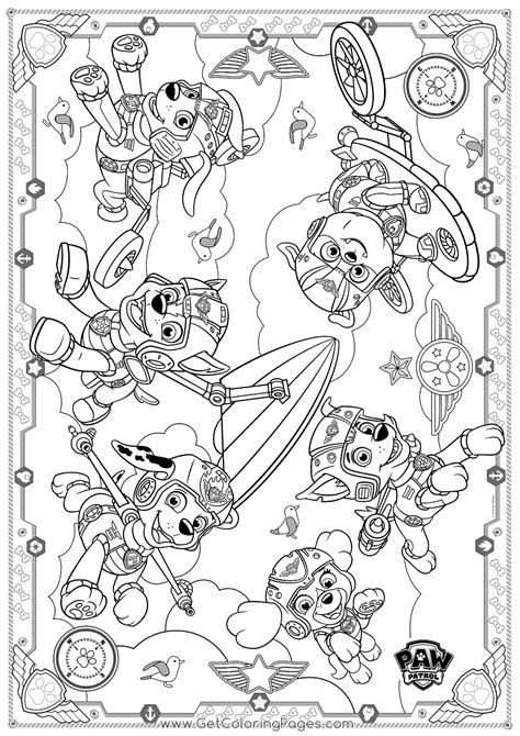 Skye from Paw Patrol Mighty Pups Coloring Page - Free Printable Coloring Pages