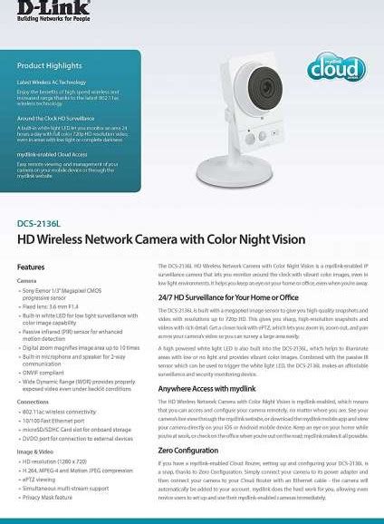 D-link HD Wireless AC Day/Night Cloud Network Camera with Color Night Vision | DL-DCS2136L Buy ...