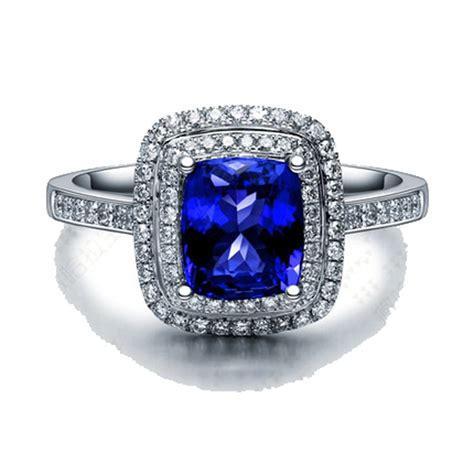 Vintage 2 Carat Blue Sapphire and Diamond Halo Engagement Ring for Women - JeenJewels