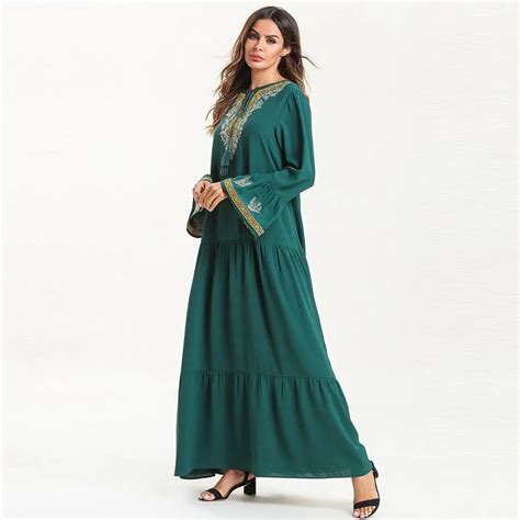 Muslim Dress Women 2019 plus size Dubai Embroidery Muslim Dress clothes ...