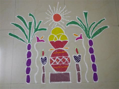 How To Draw Pongal Kolam With Dots They also thank their cattles for working along with them in ...