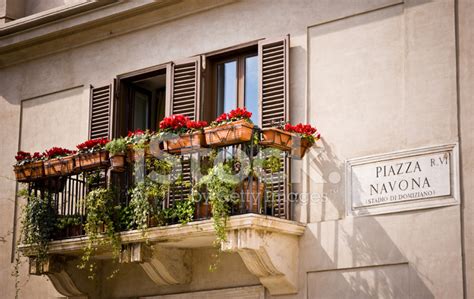 White Balcony House In Piazza Navona, Rome, Italy Stock Photo | Royalty ...