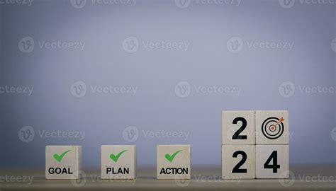 Action Plan for 2024. Cube with text 2024, goal, plan and action ...