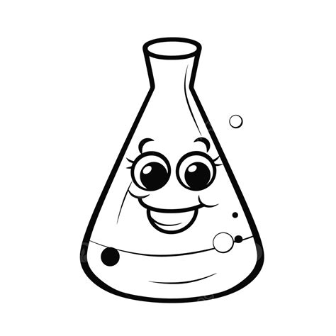 Cartoon Laboratory Flask With Bally Face Outline Sketch Drawing Vector ...