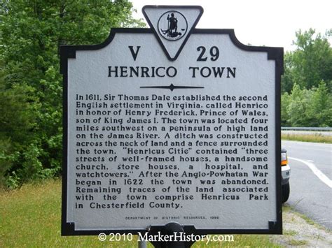 Henrico Town V-29 | Marker History | Virginia history, Historical ...