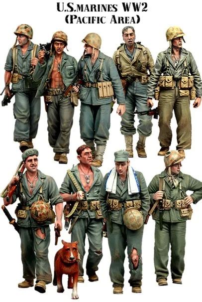 1/35 Scale WW2 US military Pacific War 9 WWii Figure Resin Model Kit Free Shipping-in Model ...