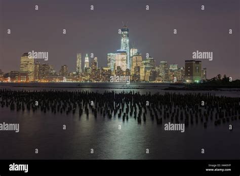 New York Skyline from Jersey City, New Jersey at night Stock Photo - Alamy