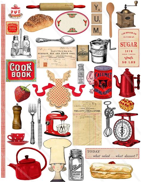 Retro Cooking Clip Art Vintage Kitchenware Clipart Digital | Etsy UK