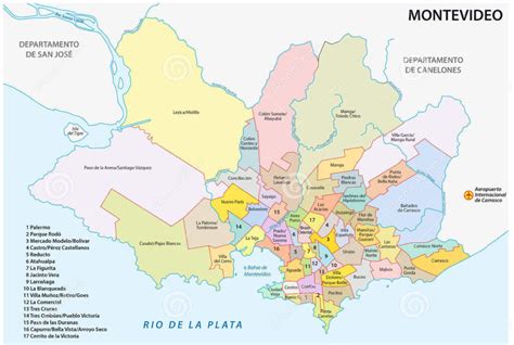 Mapa de Montevideo división en barrios