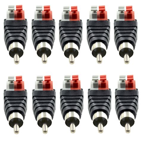 10 pcs/Pack Speaker Wire Cable to Audio Male RCA Connector Adapter Jack Plug - Walmart.com ...