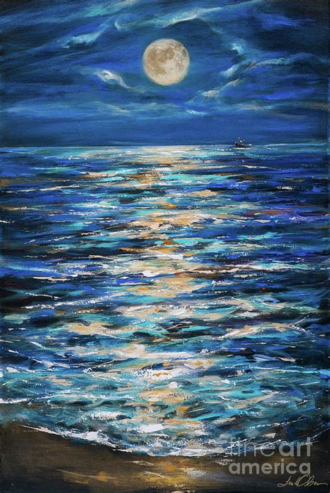 Moon Over Ocean Painting at PaintingValley.com | Explore collection of ...