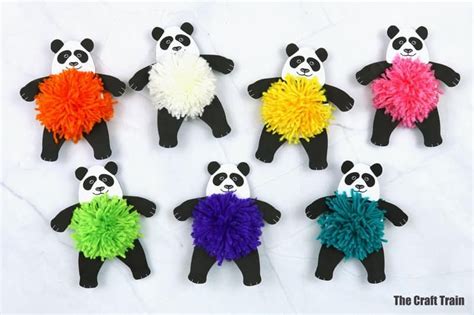 Printable pom-pom panda - The Craft Train | Panda craft, Hedgehog craft, Yarn dolls