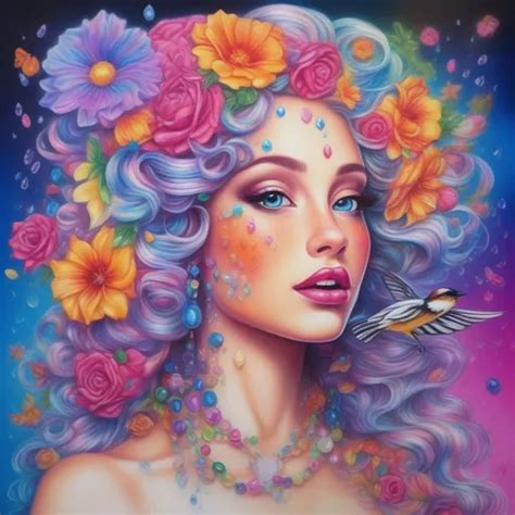 A beautiful and colourful Persephone whose hair is m...