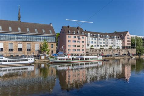 Tour Boat at the Fulda River Quay in Kassel Editorial Stock Image - Image of river, architecture ...