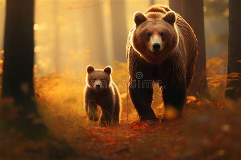 Adorable Mother Grizzly Bear and Cub Exploration in the Enchanting ...