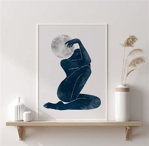 Woman Moon Art Set of 2 Prints Moon Wall Print Goddess Art - Etsy