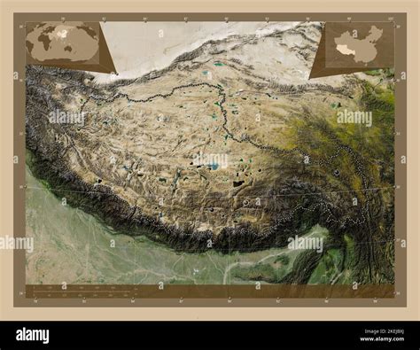 Xizang, autonomous region of China. Low resolution satellite map ...