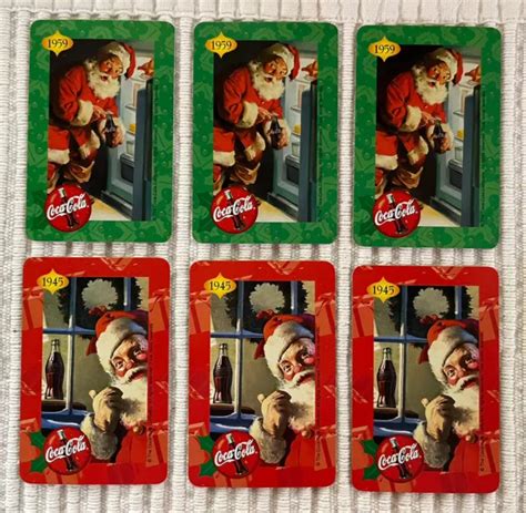 6 VINTAGE PLAYING Cards ~ Coca-Cola Ads ~ Santa/1945 & 1959 $1.00 ...