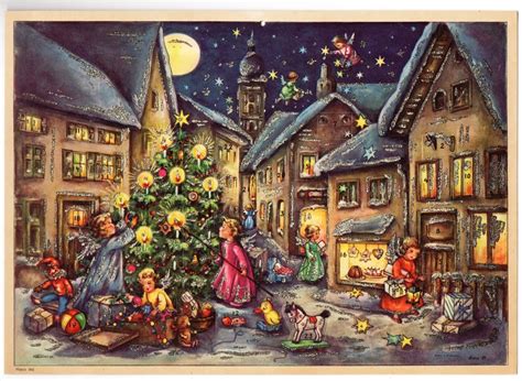 Vintage UNUSED German ADVENT CALENDAR Angels Christmas Tree Count Down Calendar with Envelope ...