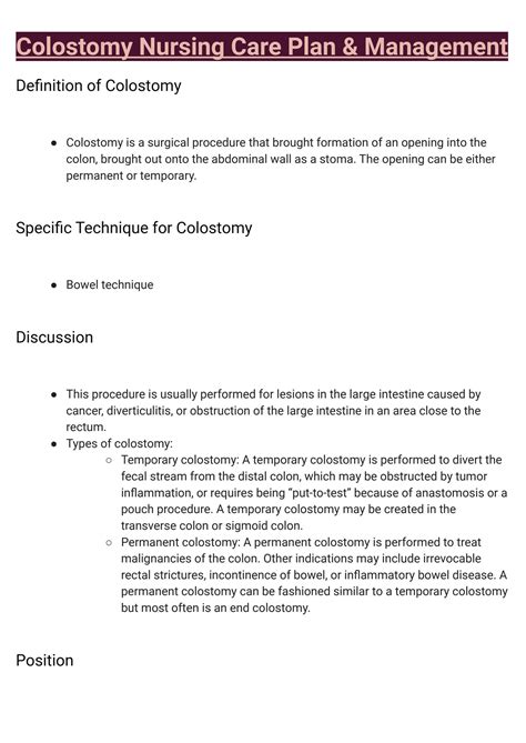 Colostomy Nursing Care